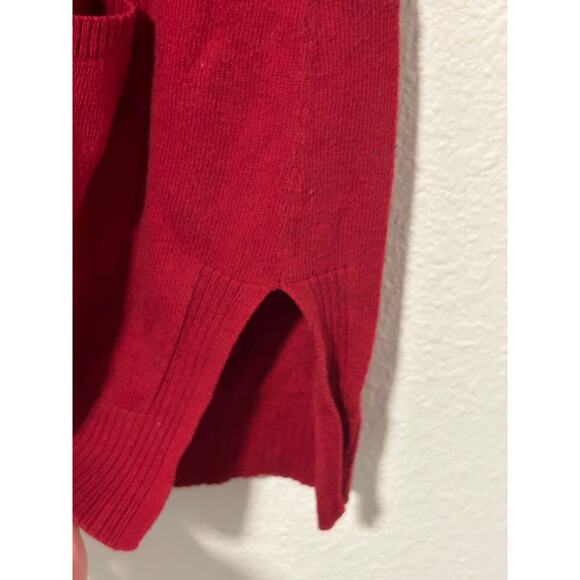 Chicos Size 1 US Medium Red Tunic Sweater Stretch Short Sleeve Silk V-Neck Top - Picture 7 of 16